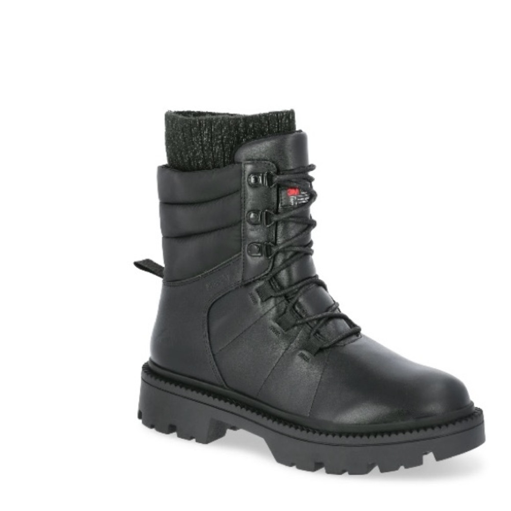 Ozark Trail Black Lace-Up Ankle Boot with Knit Collar